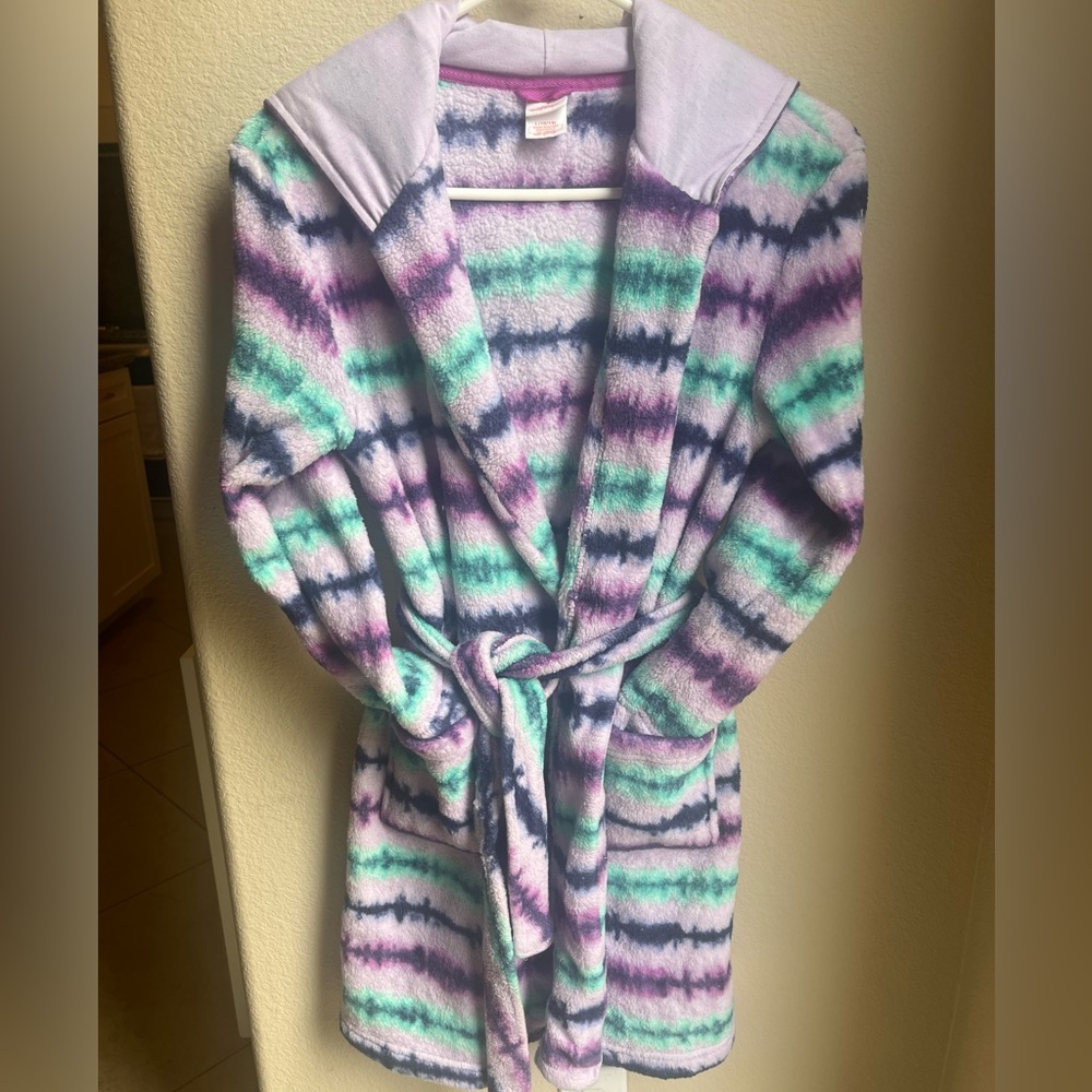 Cat and jack. Teal, Dark Blue, Purple. Tie die robe. Size: L 10/12